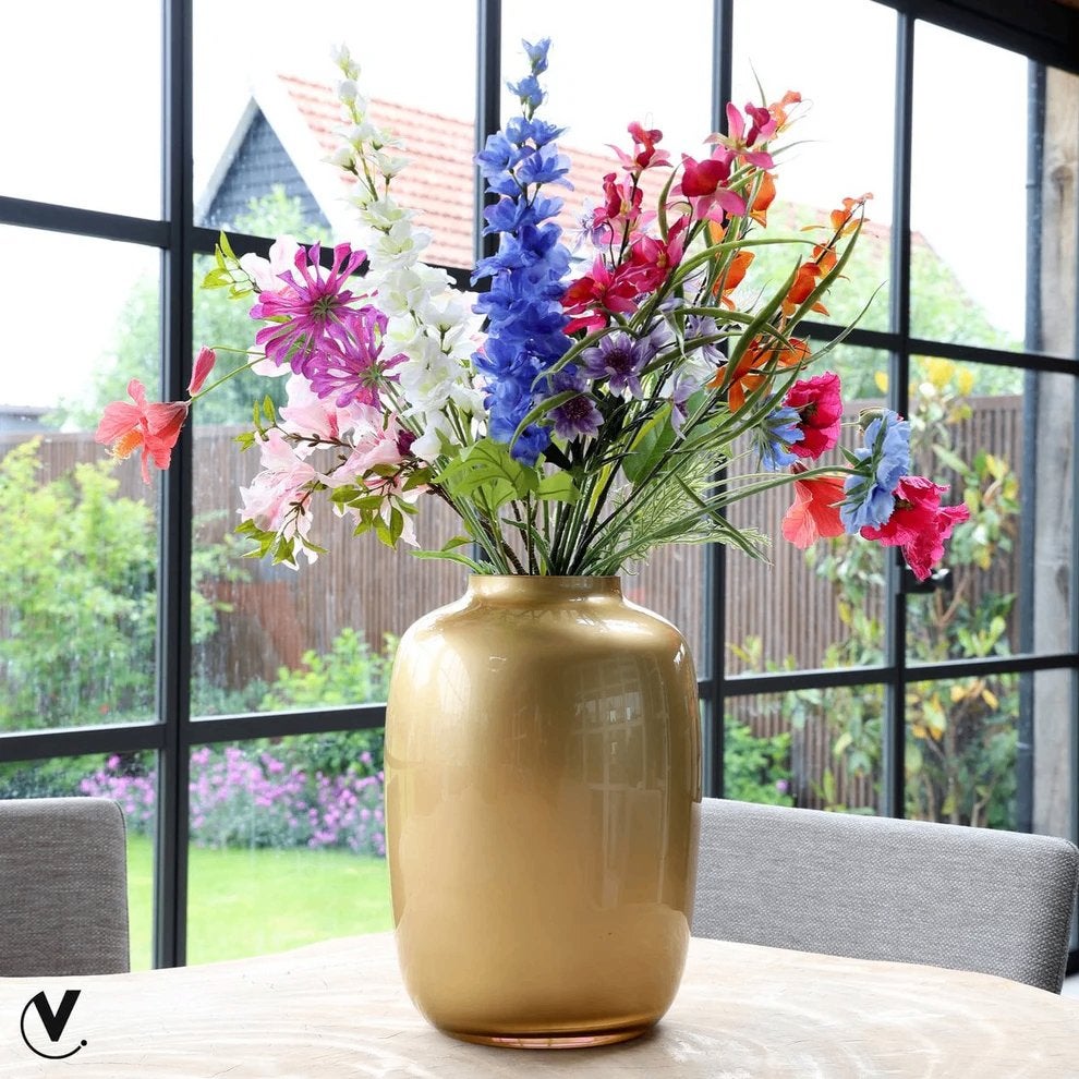 Vase The World Vaas Artic Gold Zwart XLarge  Ø32,5 x H45 cm, Huis en Inrichting, Woonaccessoires | Vazen, Ophalen, Overige kleuren