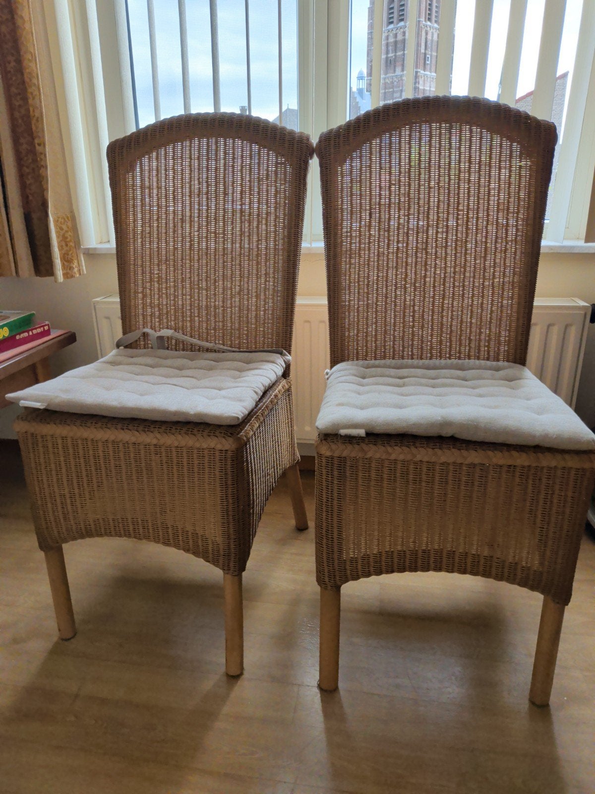 Set van 3 rotan stoelen met kussens, Ophalen, Gebruikt, Twee, Bruin