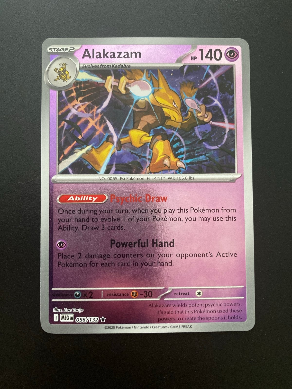 Alakazam 056/132 Rare Reverse Holo Mega Evolution, Ophalen of Verzenden, Zo goed als nieuw, Losse kaart, Foil