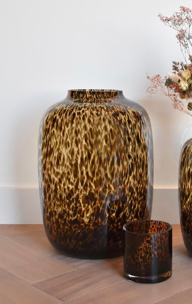 Vaas panterprint zonder bloemen cheetah XL, Ophalen, Overige kleuren, Minder dan 50 cm, Glas