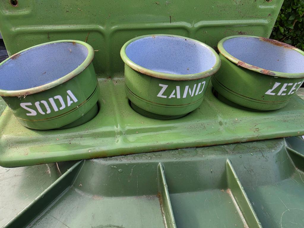 Te koop een oud setje  emaile soda zand zeep, Ophalen of Verzenden