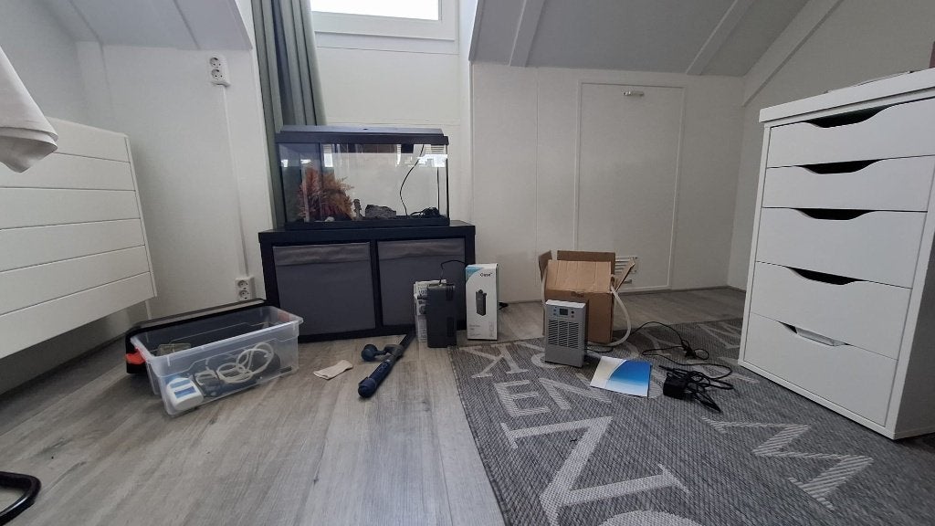 Aquarium-set 60L LED - Schoon & Leeg! Met Waterkoeler, Ophalen, Gebruikt, Inclusief deksel, Leeg aquarium