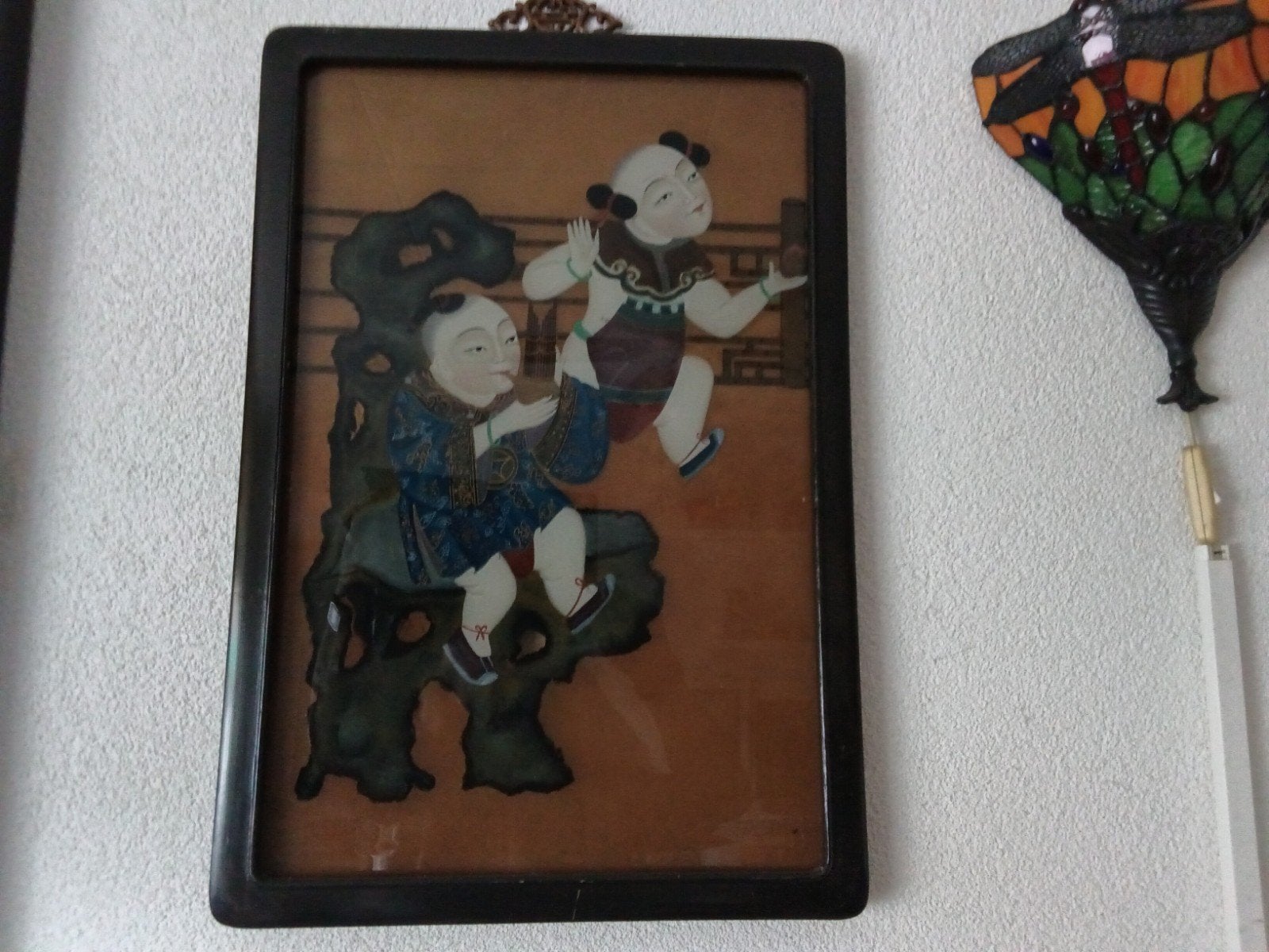 Chinese glas geschilderde schilderijen, Antiek en Kunst, Antiek | Wandborden en Tegels, Ophalen of Verzenden