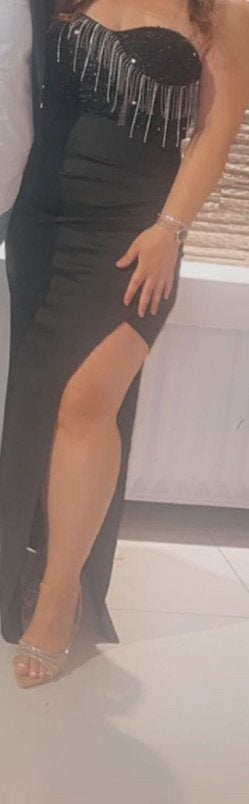 Zwart maxi jurk maat M/L!!!, Ophalen of Verzenden, Zo goed als nieuw, Zwart, Onder de knie