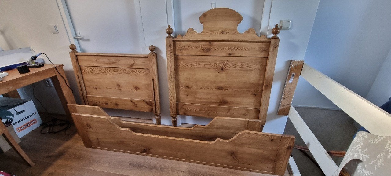 kajuit bed brocante, Ophalen, 90 cm, Eenpersoons, Bruin