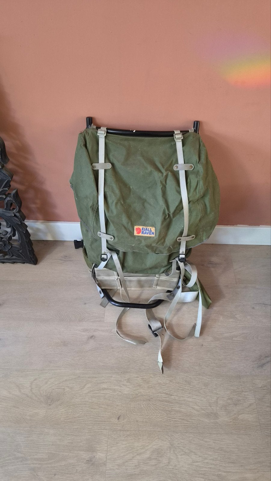 Fjällräven vintage rugzak met frame - Groen, Sieraden, Tassen en Uiterlijk, Tassen | Rugtassen, 40 cm of meer, Gebruikt, Trekking