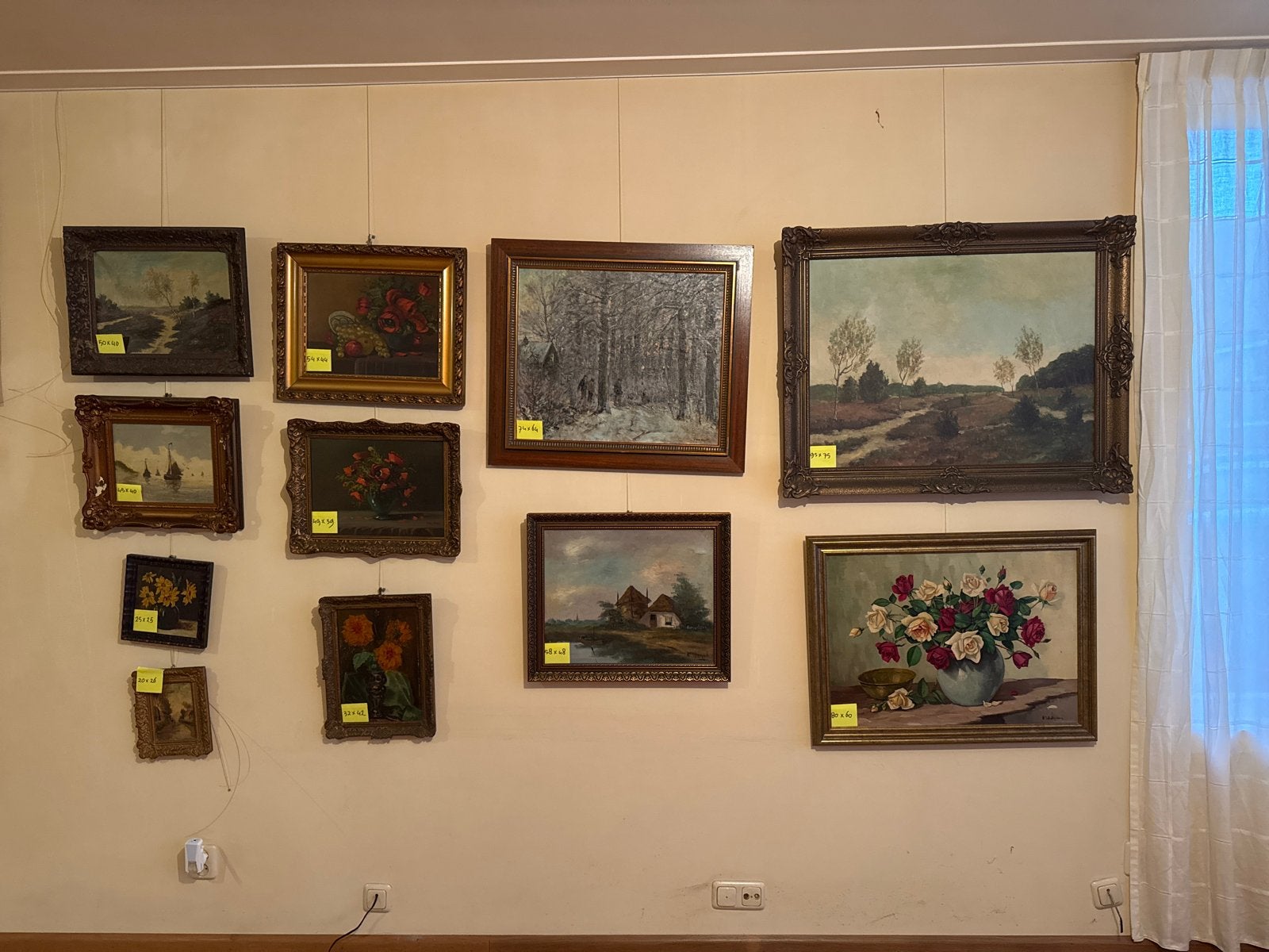 Partij van 11 diverse schilderijen met lijsten, Ophalen, Doek, Realistisch, Landschap