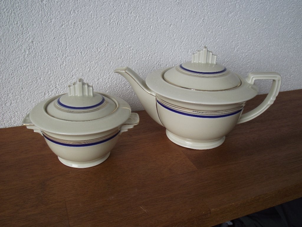 porselein theepot + suikerpot Art Deco Czecho Slovakia 1920, Overige typen, Ophalen of Verzenden, Zo goed als nieuw, Overige stijlen