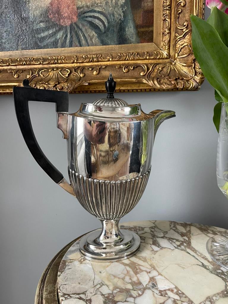 Antieke Verzilverde Koffiepot - Engels, Antiek en Kunst, Ophalen of Verzenden, Zilver