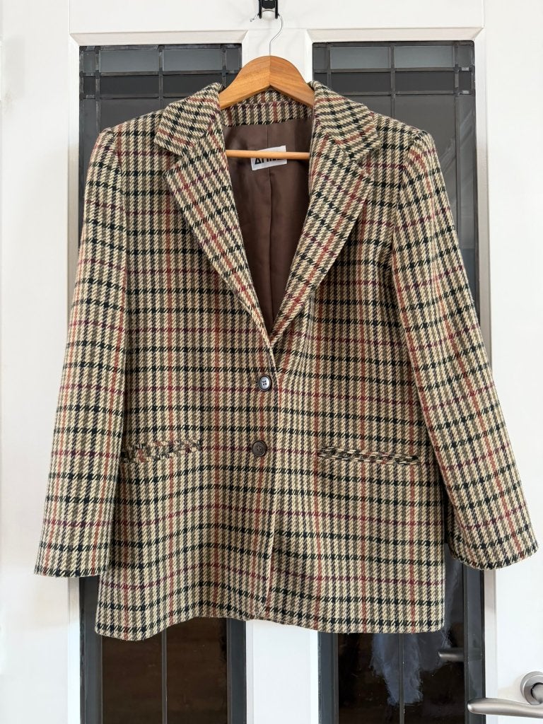 Wollen-Blend Geruite Blazer – Maat 38, Bruin, Jasje, Ophalen, Maat 38/40 (M)