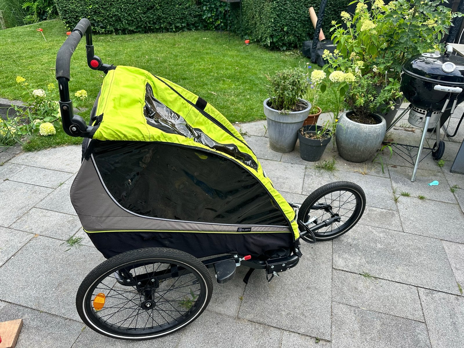 Klarfit Kinderkar/Hondenkar/Bagagekar met vering en opvouwba, Ophalen, Gebruikt, Vering, Kinderkar