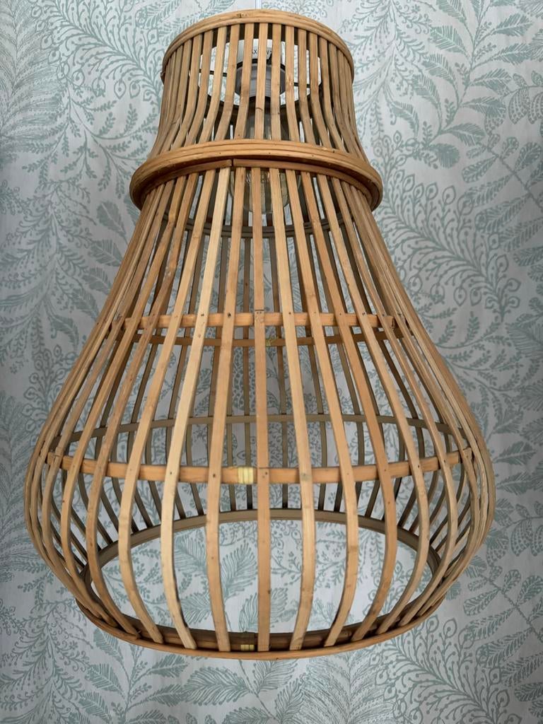 Mooie bamboe hanglamp - zo goed als nieuw, Ophalen, Zo goed als nieuw, Hout, Minder dan 50 cm