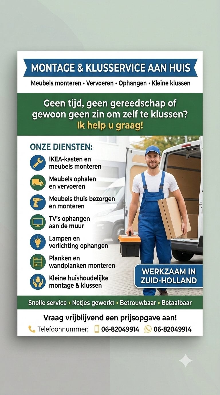 Klusjesman omgeving Zuid-Holland, Ophalen