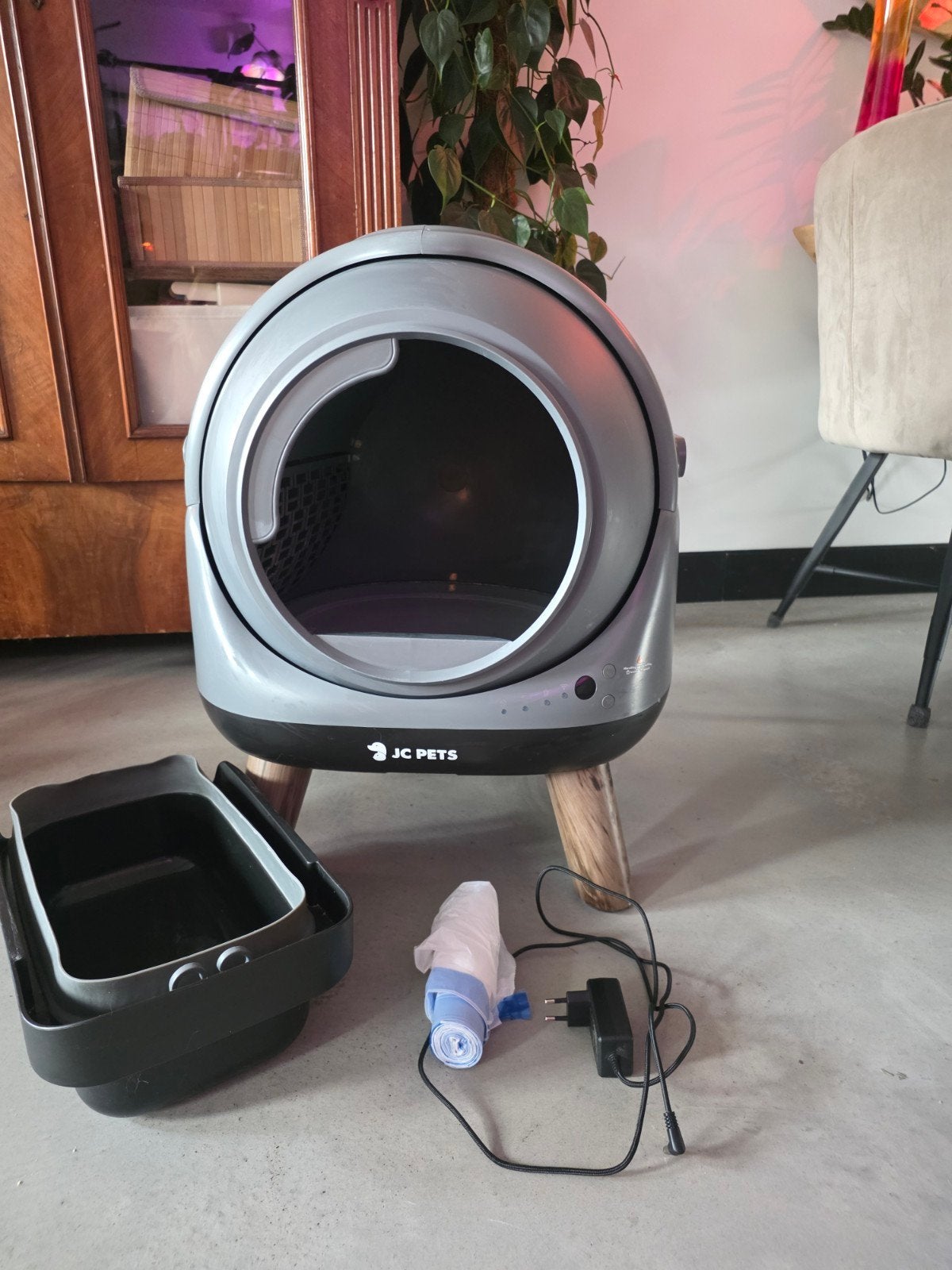 JC Pets automatische zelfreinigende kattenbak – grijs, Kater