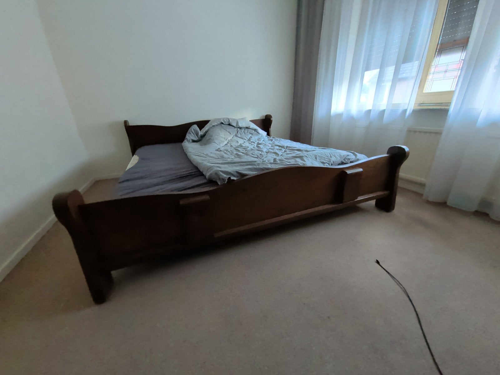 2 persoons bed met bijbehorende nachtkastjes, Ophalen, Gebruikt, Antiek Eiken, Bruin