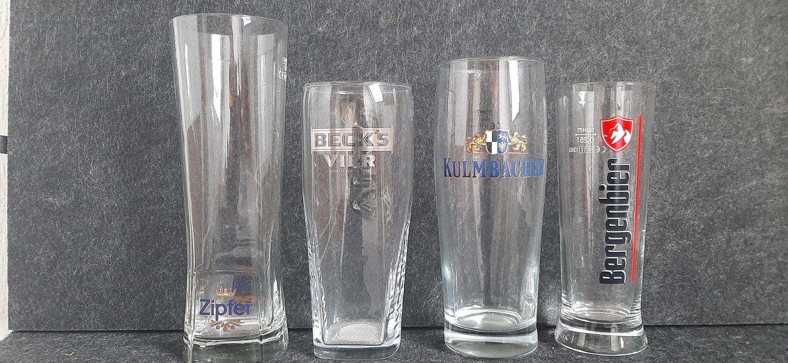 Bierglazen - Zipfer, Kulmbacher, Beck's, Bergenbier., Ophalen of Verzenden, Gebruikt, Glas of Glazen, Overige merken
