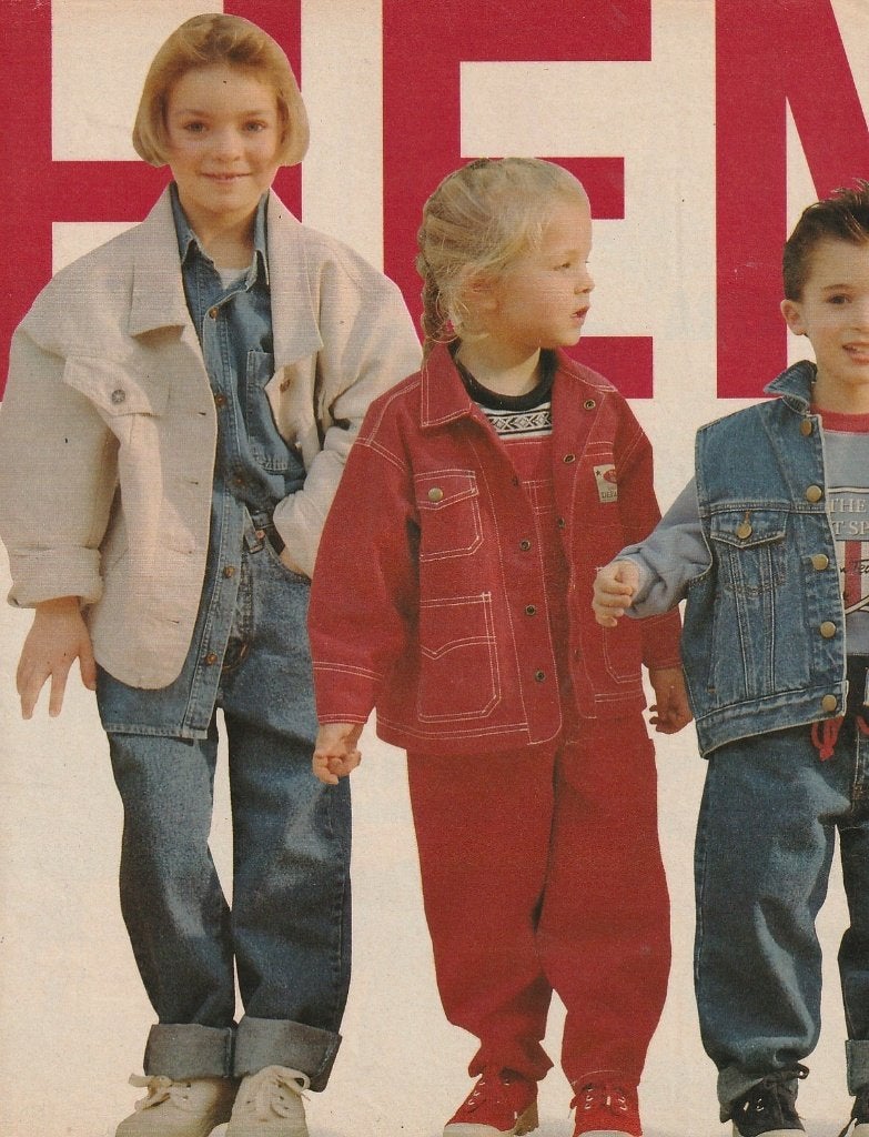 Retro reclame 1993 Hema kindermode kleurige jeans, Verzenden, Overige typen