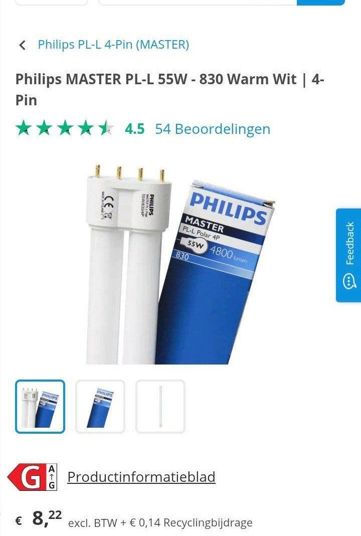 9 x Philips MASTER PL-L 55W - 830 Warm Wit | 4-pins lamp, Ophalen of Verzenden, Nieuw