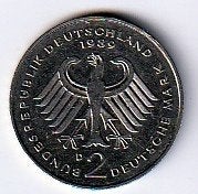 2  mark  1989  D  Duitsland. km. 170, Ophalen of Verzenden, Duitsland, Losse munt
