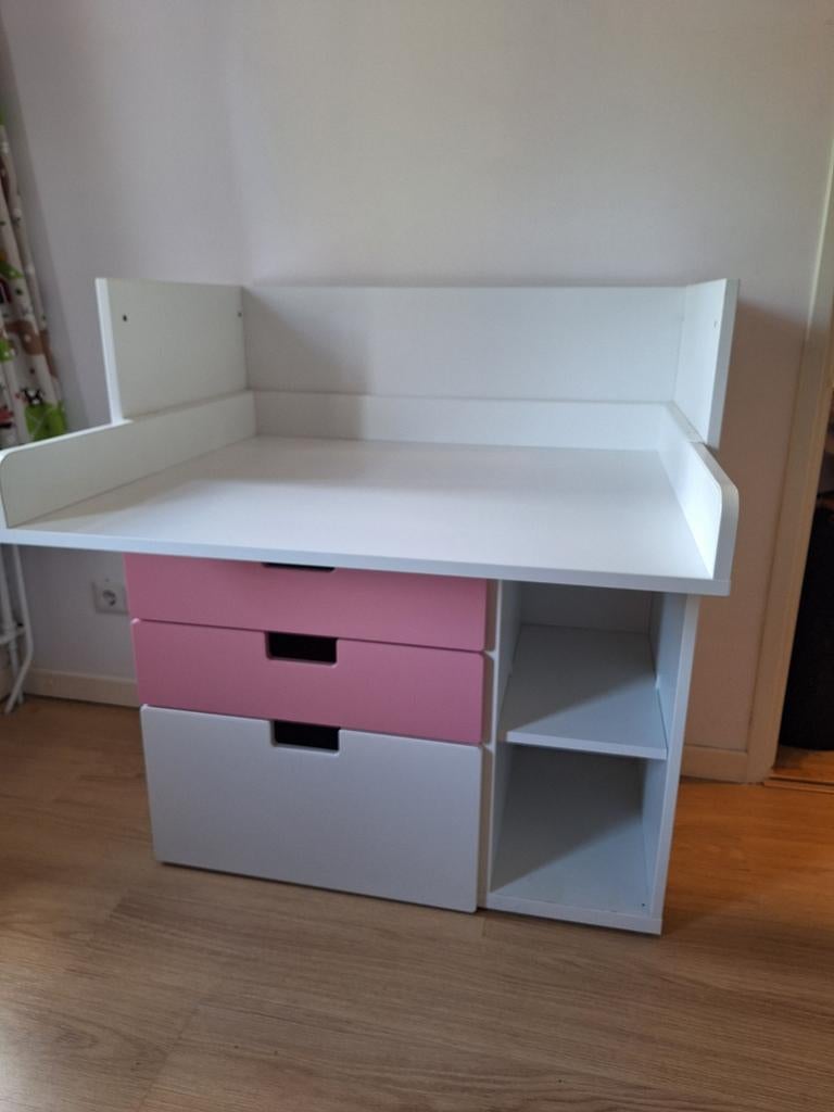 Ikea SMÅSTAD Commode / Kinderbureau Wit/Rose én Turquoise, Ophalen, 70 cm of meer, Zo goed als nieuw, 75 tot 100 cm