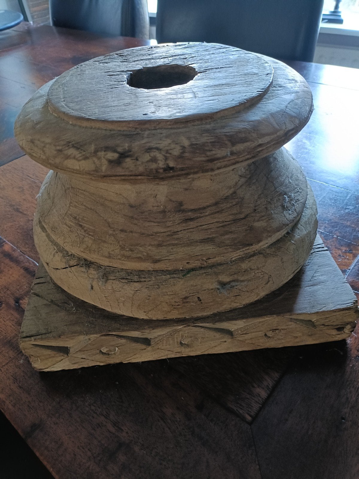 Landelijk poer ornament Hoffz oud hout, Huis en Inrichting, Woonaccessoires | Overige, Ophalen
