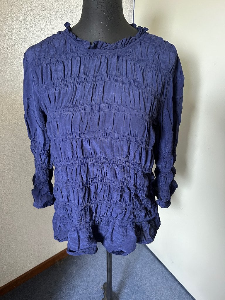 Koi blousje blauw gerimpeld mt 46 z.g.a.n., Ophalen, Blauw, Maat 46/48 (XL) of groter, Zo goed als nieuw