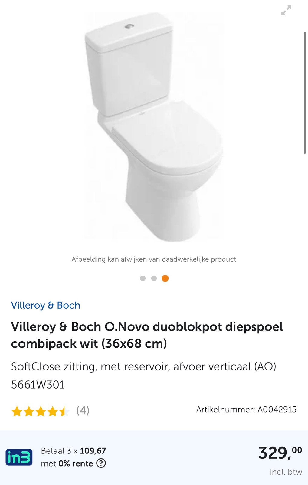 Duoblok AO (Nieuw met schade), Ophalen, Nieuw, Toilet