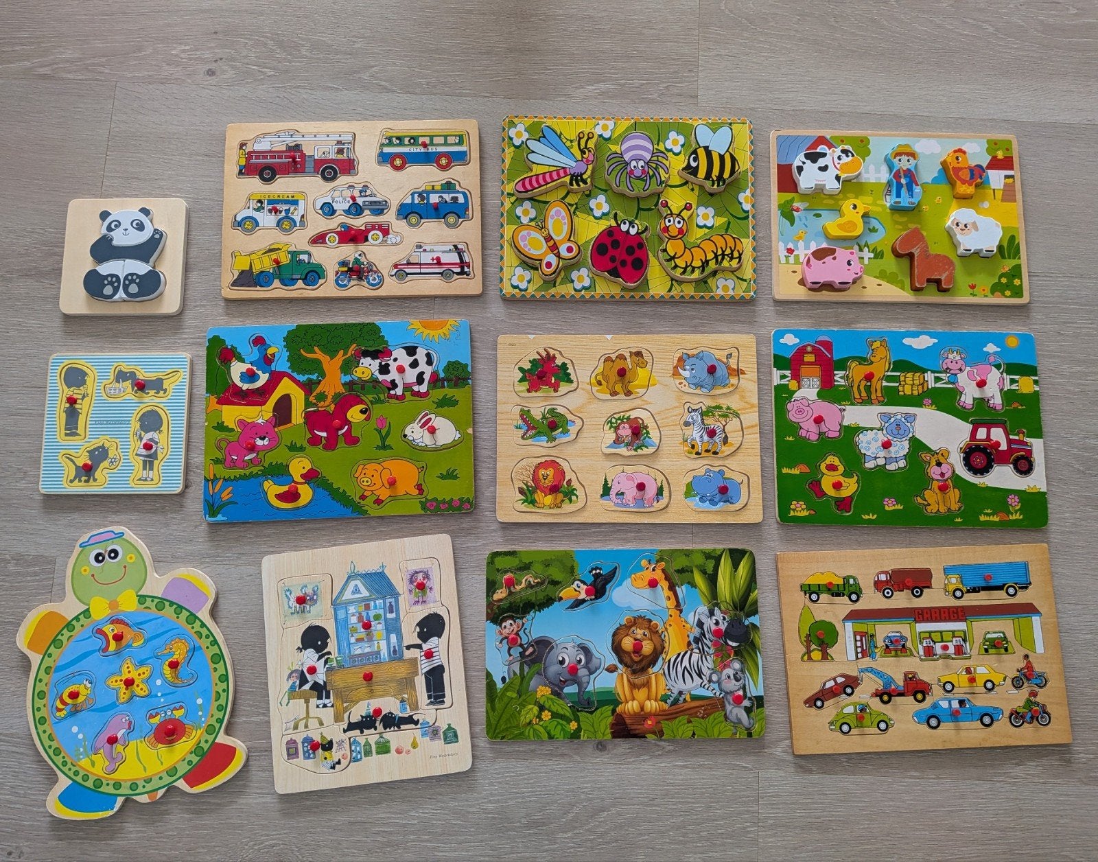 12 houten Puzzels voor Kinderen - Diverse Thema's, Ophalen, Gebruikt, Van hout, Minder dan 10 stukjes