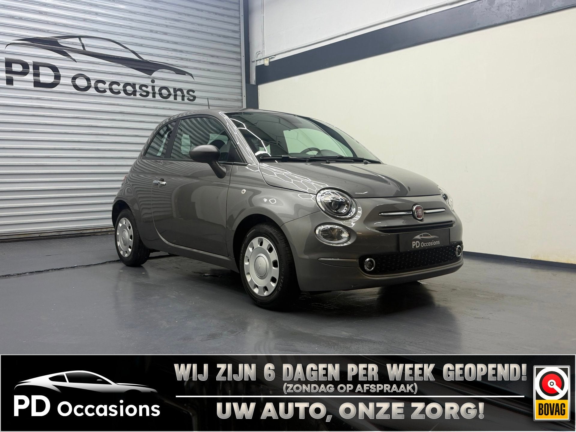Fiat 500 1.0 Hybrid - Airco - Groot scherm - Parkeersensoren, Auto's, Fiat, Voorwielaandrijving, Stof, Gebruikt, Zwart