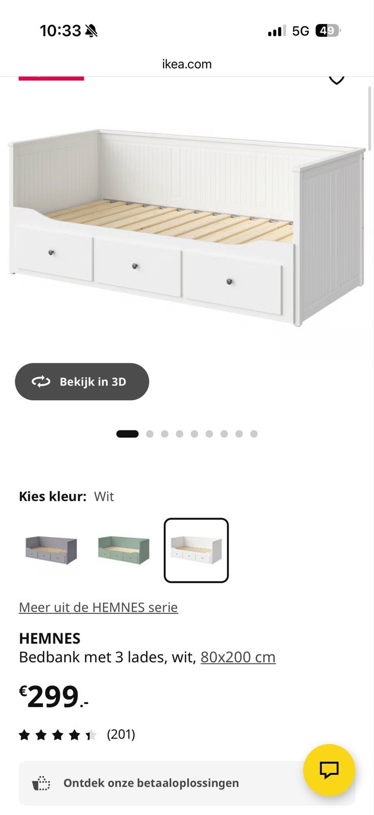 IKEA Hemnes Bedbank met 2 matrassen - Zo goed als nieuw, Ophalen, Verstelbaar, Wit, Tweepersoons