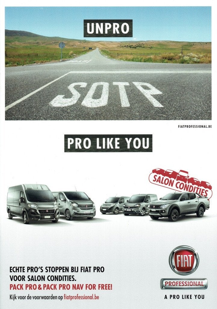 Folder Fiat Bedrijfswagen modellen (Salon Brussel - 2019), Verzenden, Zo goed als nieuw, Overige merken