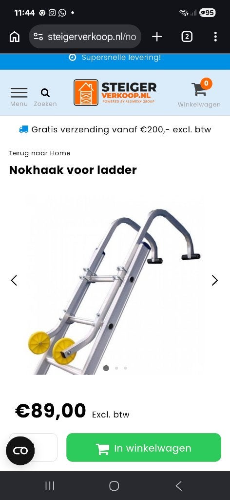 Nokhaak ( dak), Ophalen, Nieuw, Ladder, Minder dan 2 meter