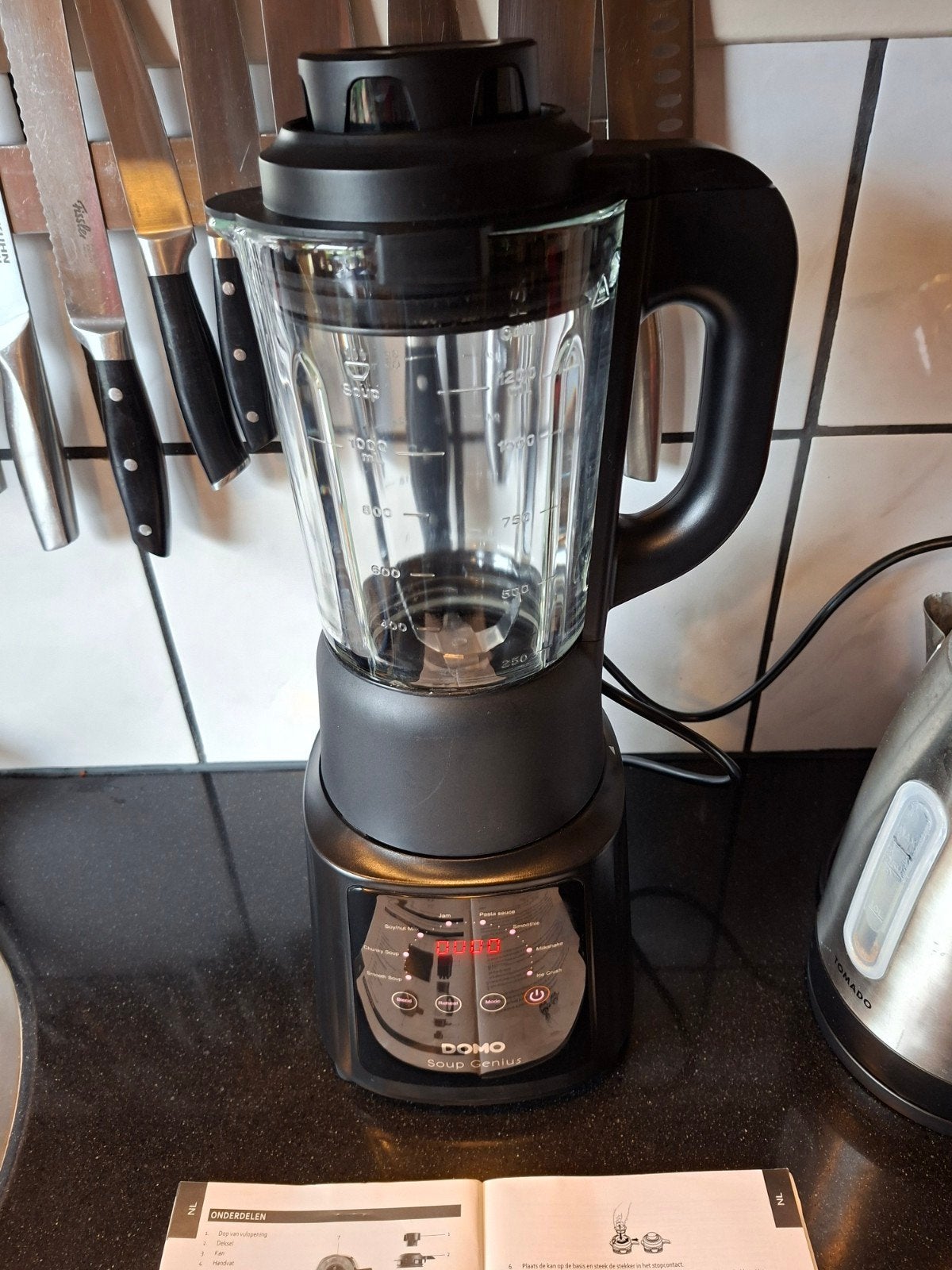 Domo Soup Genius Soepmaker Blender 1.2L Zwart, Witgoed en Apparatuur, Keukenmixers, 1 tot 2 liter, Ophalen of Verzenden, Zo goed als nieuw
