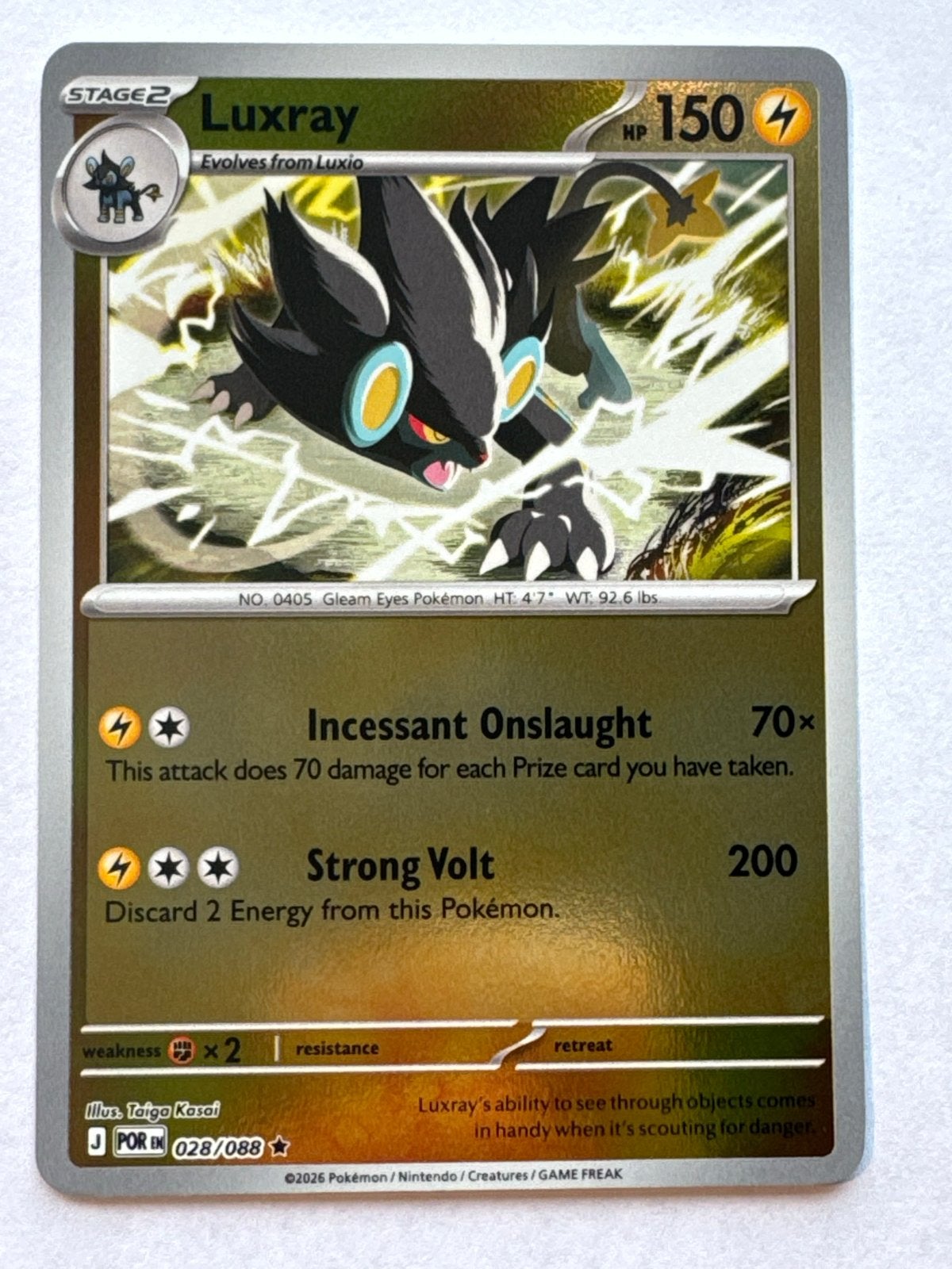 Luxray Pokémon Kaart 028/088 - Reverse Holo, Ophalen of Verzenden, Zo goed als nieuw, Losse kaart