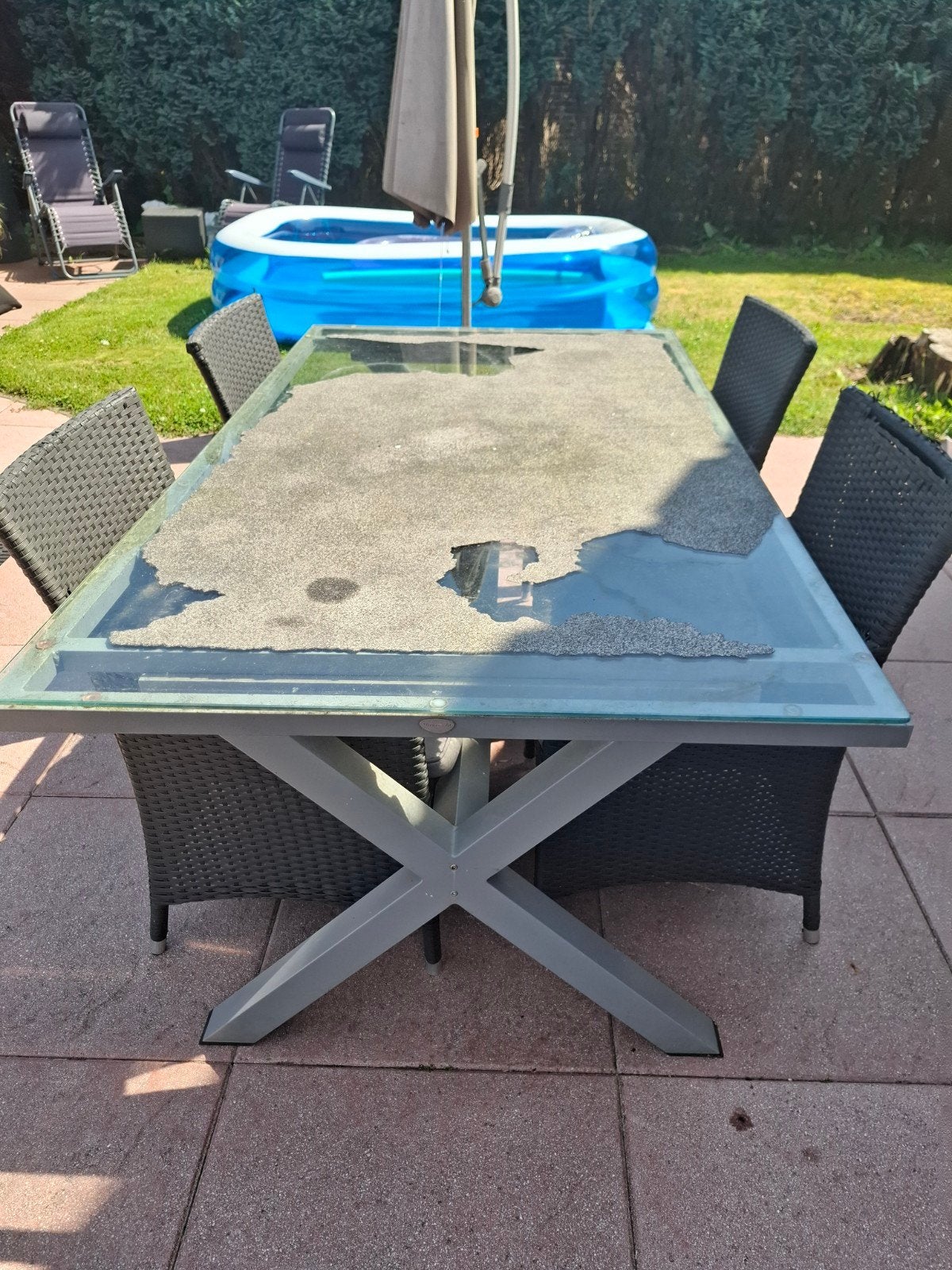 Tuinset met 4 stoelen en tafel (1.80x1m), Ophalen, Gebruikt