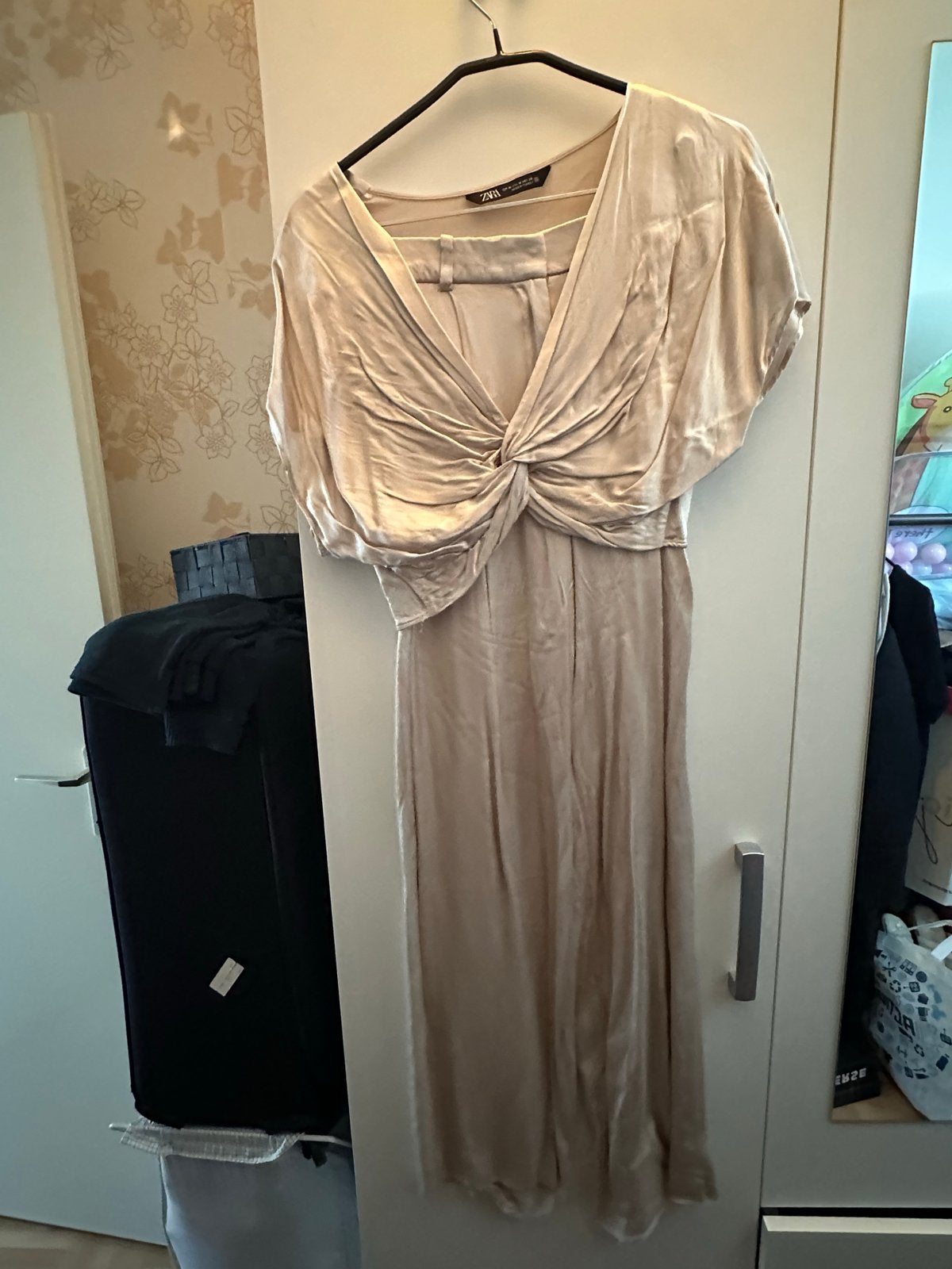 Zara satijnen set: top en broek - Maat S, Ophalen, Beige, Zo goed als nieuw, Maat 36 (S)