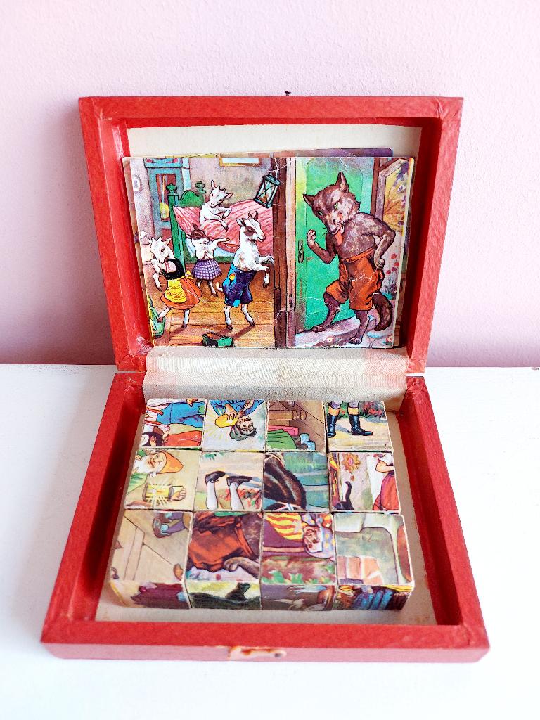 Blokpuzzel sprookjes, puzzel 12 blokjes 1945-1949 Duitsland, Ophalen of Verzenden, Gebruikt