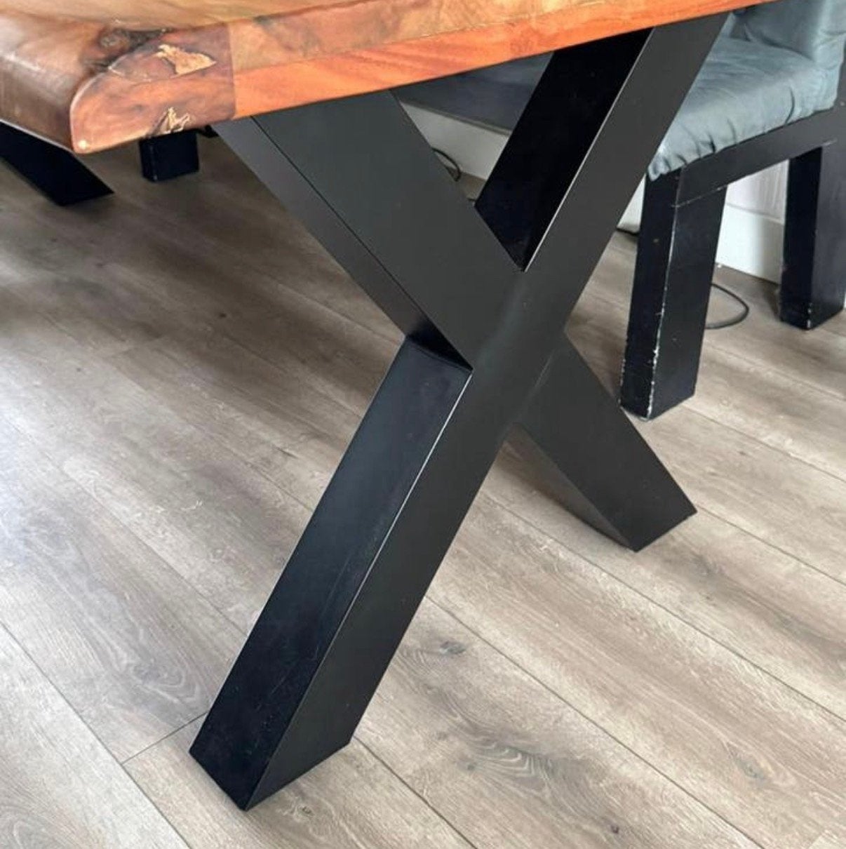 Te koop: Set industriële X-tafelpoten (2 stuks), Huis en Inrichting, Tafelonderdelen, Tafelpoot, Gebruikt, Rechthoekig, 50 tot 100 cm