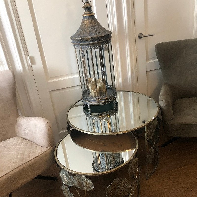 Zeer groot WINDLICHT ANTIEK - LANTAARN goud-grijs flamant, Lantaarn, Pietseweg 13A Oud Gastel, Info@ptmd.nl, Nieuw