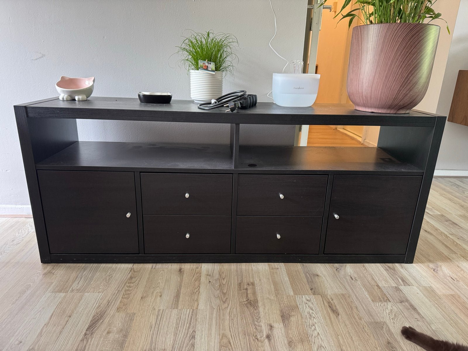 IKEA Kallax TV-meubel met deurtjes en lades, Ophalen, Gebruikt, 100 tot 150 cm, Minder dan 100 cm