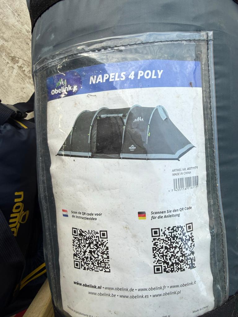Obelink Napels 4 Poly tunneltent - 4 persoons, Ophalen, Gebruikt, Tot en met 4