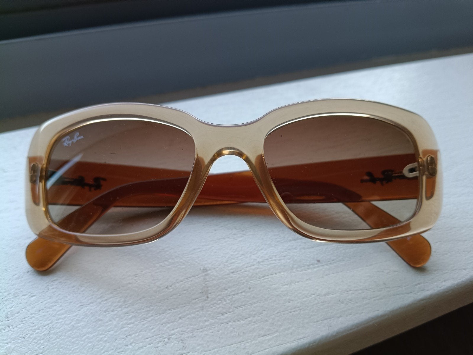 Zeldzame vintage Ray-Ban RB 4122 (Bausch & Lomb / Amber), Gebruikt, Zonnebril, Bruin, Ophalen of Verzenden