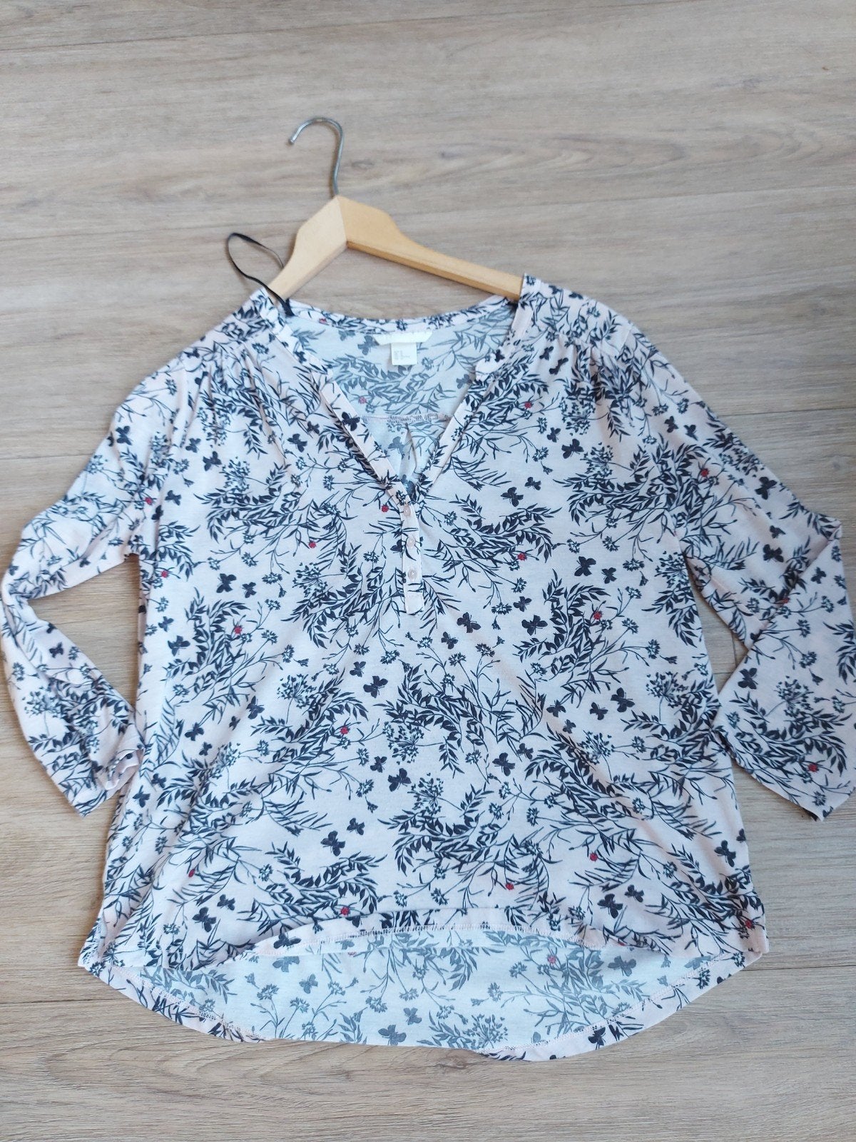 licht roze blouse met bloemen, H&M, Ophalen of Verzenden, Lange mouw, Roze