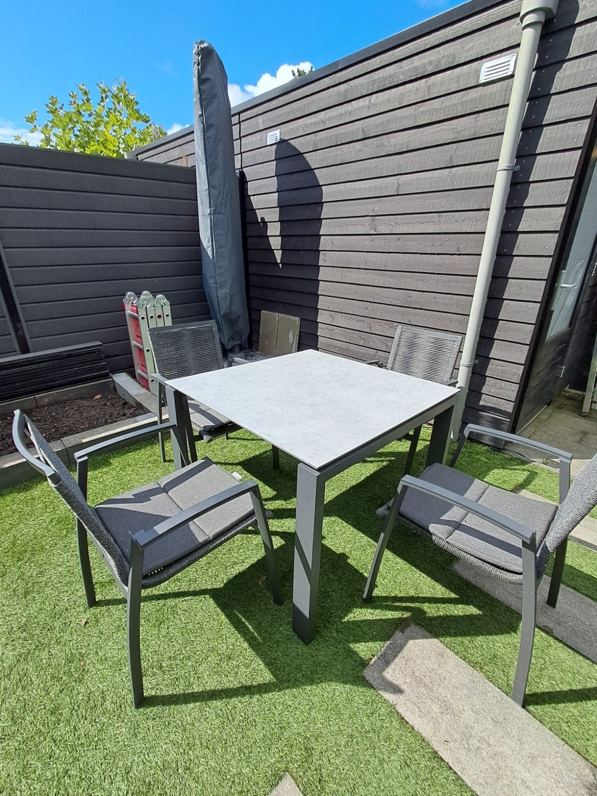 Taste 4SO Tuinset 4 stoelen met kussens - Zo goed als nieuw, Ophalen, Zo goed als nieuw, Aluminium