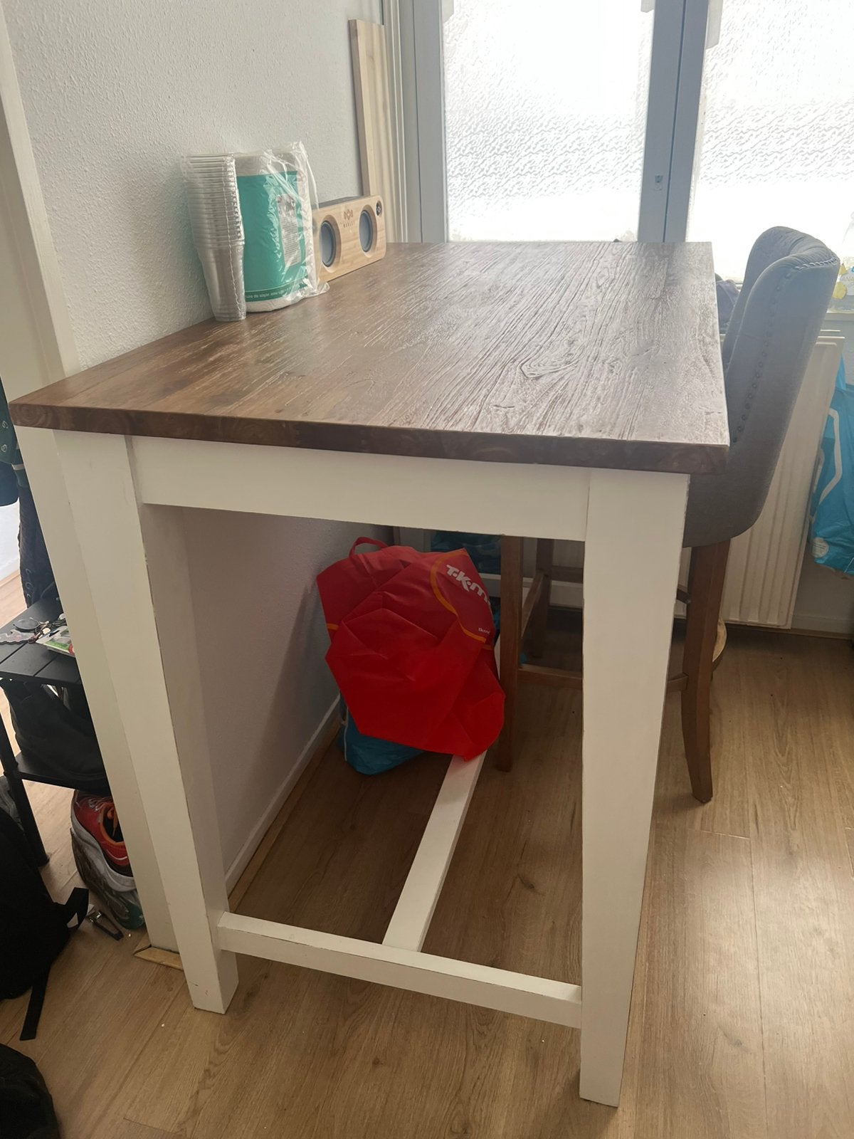 Houten eettafel 140 lang 80 breed en 110 hoog, Ophalen, 100 tot 150 cm, 50 tot 100 cm, Zo goed als nieuw