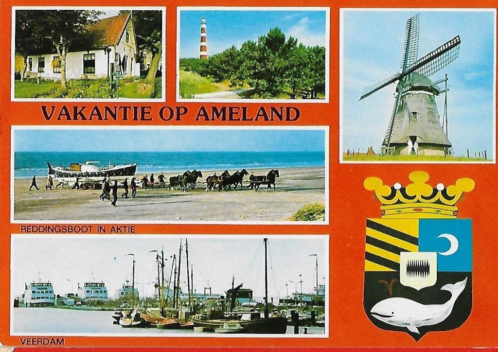 Ame1 Gelopen ansichtkaart Ameland, Verzamelen, Ophalen of Verzenden, 1980 tot heden, Gelopen, Waddeneilanden