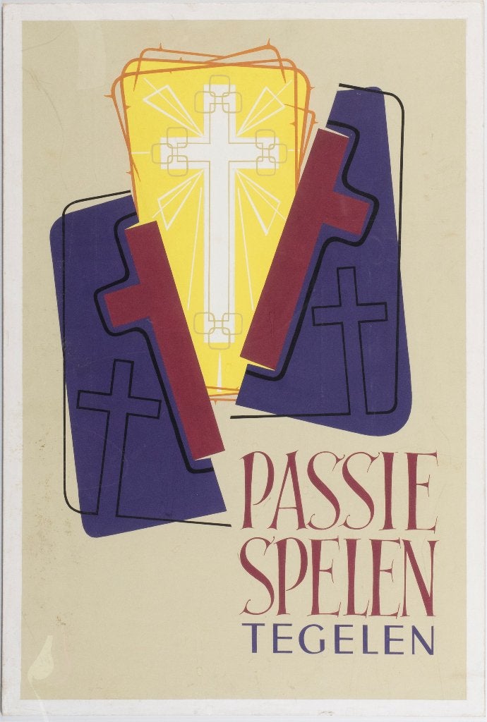 Henk Meeuwissen(1920)Acryl op papier"Passie Spelen Tegelen ", Ophalen of Verzenden