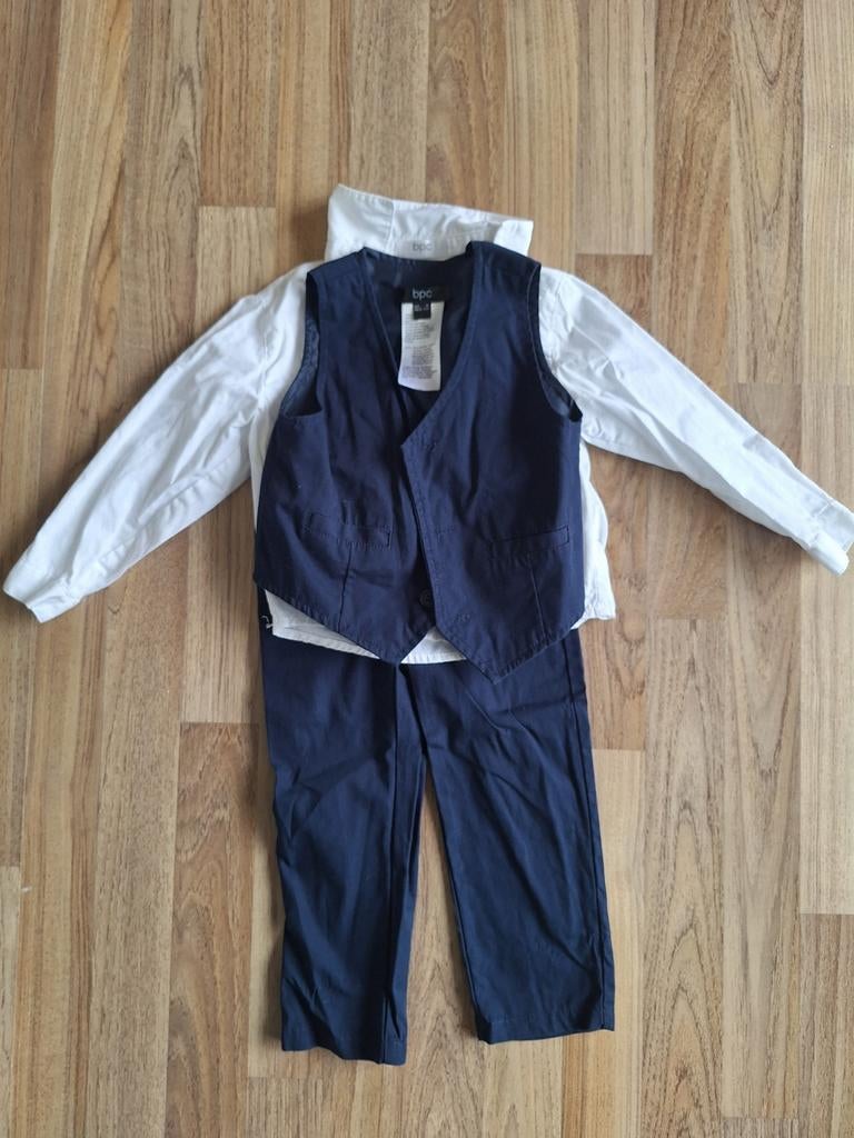 3 delig donkerblauw kinderpak maat 92, Overhemd of Blouse, Ophalen of Verzenden, Zo goed als nieuw, Bpc