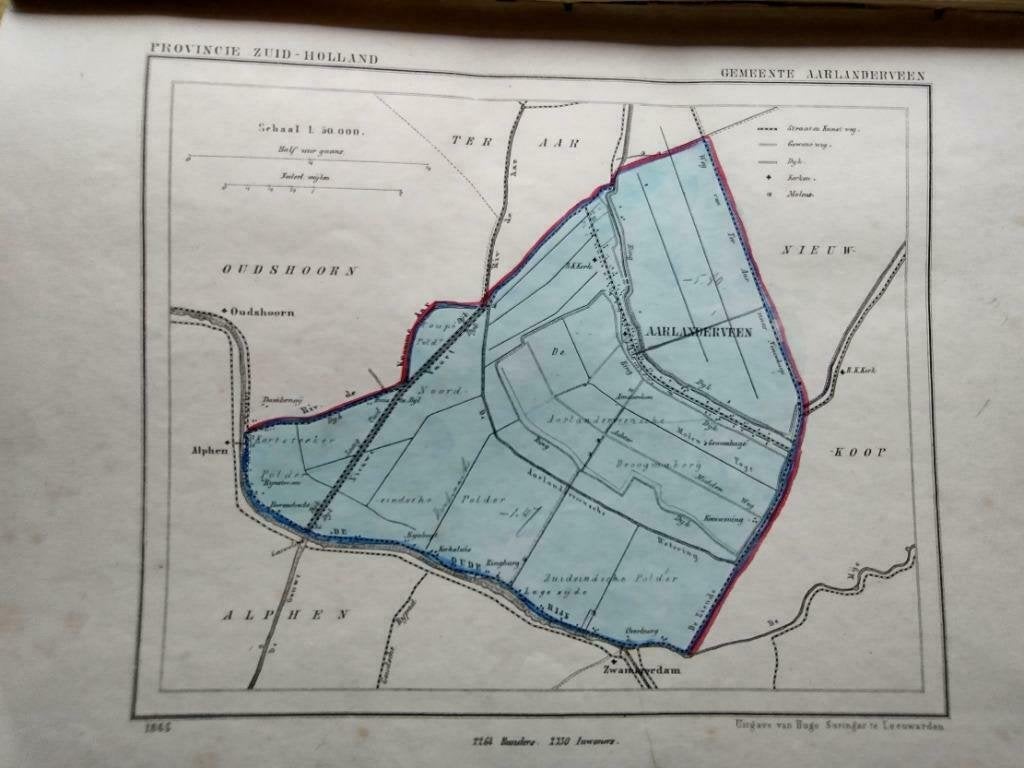 002 / Aarlanderveen  Litho 1865  Kuyper ZH, Ophalen of Verzenden