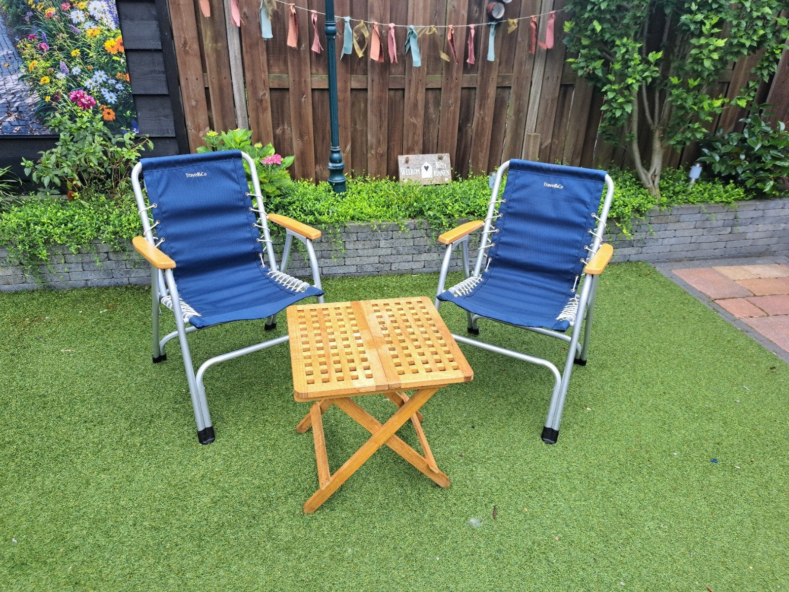 Compacte set: 2 bootstoelen/dekstoelen en inklapbare tafel, Watersport en Boten, Ophalen, Gebruikt